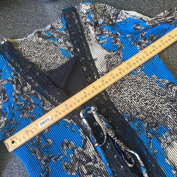 Vintage Signature by Larry Levine Pleated Patterned Floral Blouse Women's Size S - Picture 9 of 11